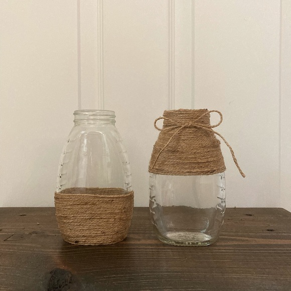 Rustic Rope Wrap Jars | Set of 2 - Picture 3 of 5